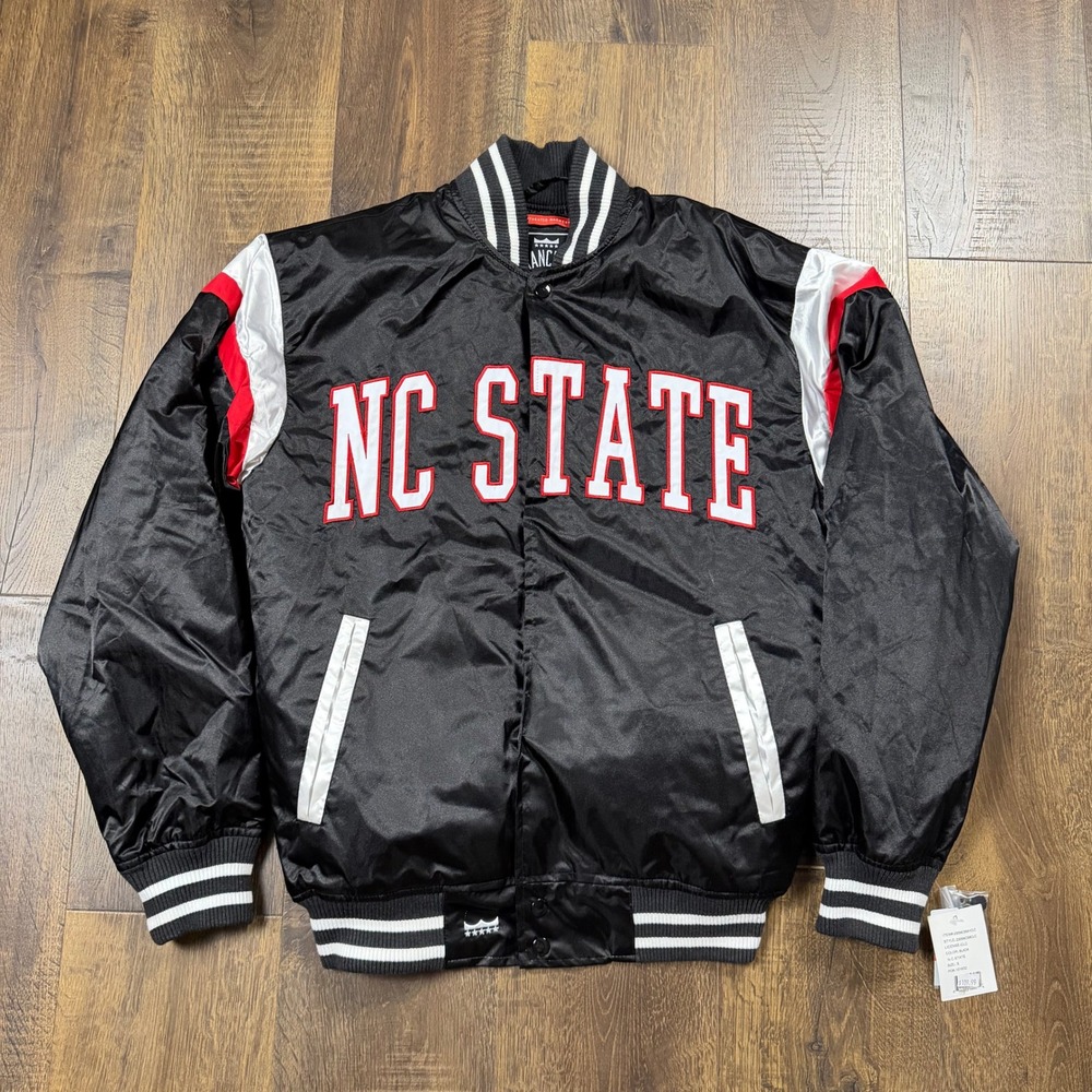 Franchise Club NC State Wolfpack Men's S Satin Varsity Jacket NWT Black